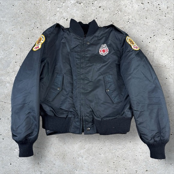 Vintage Spiewak Bomber‎ Jacket Men's 42 Large MA-1 Style Gwinnett Fire Dept USA - Picture 1 of 7